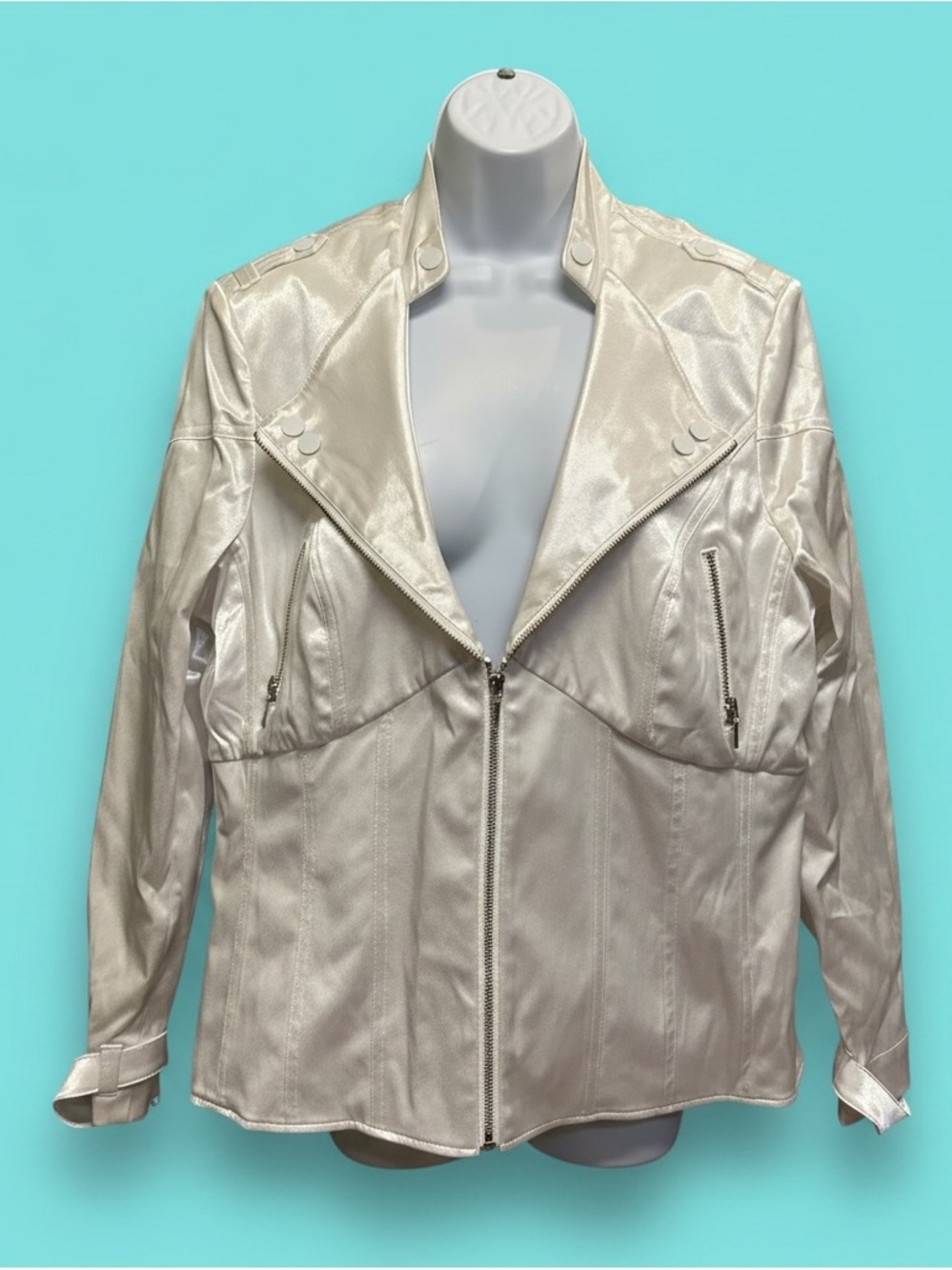 Bianca Nygard White  Satiny Jacket Size 16